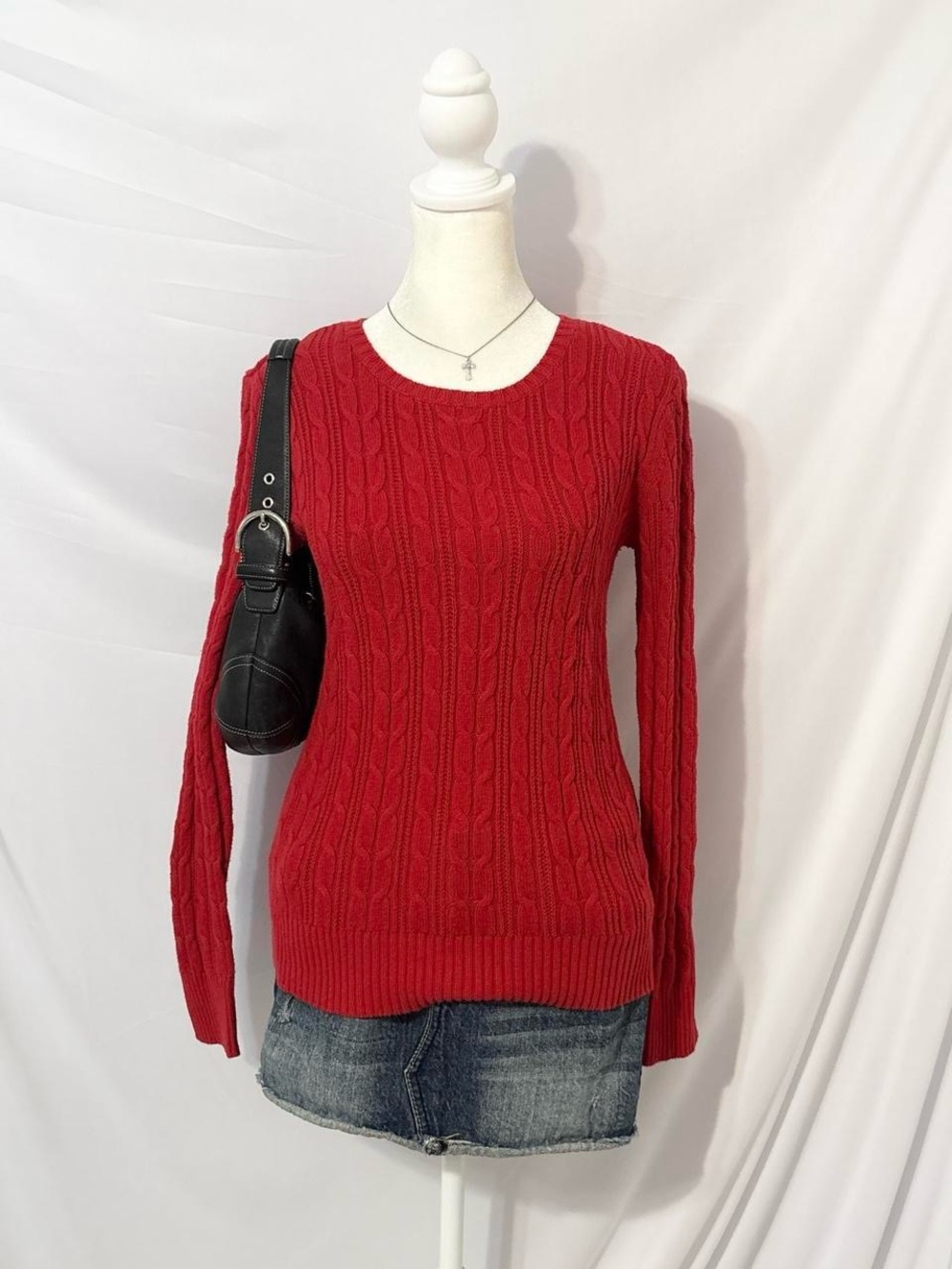 VTG Preppy Red Knitted Fitted Sweater